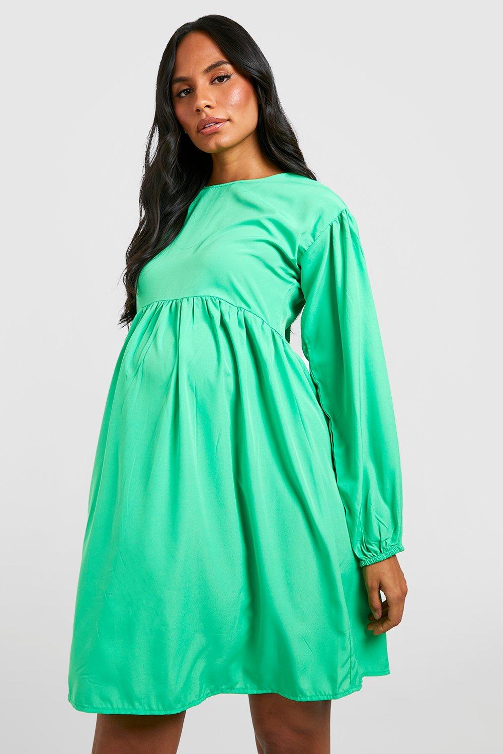 Long sleeve green maternity dress best sale